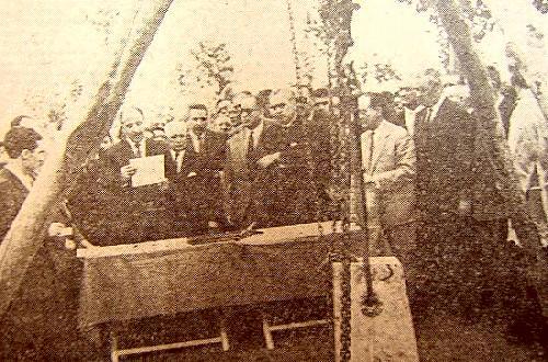 Acto de colocacin de la primera piedra de la Residencia de Villarcayo (sbado, 13 de Agosto de 1960)